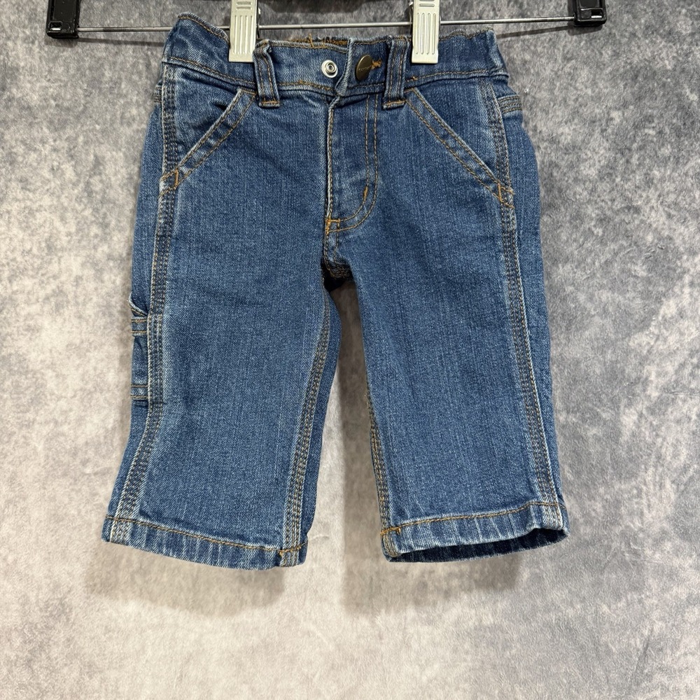 carhartt Infant Blue Denim Cargo Shorts Medium Wash 3 Months  Elastic Waist